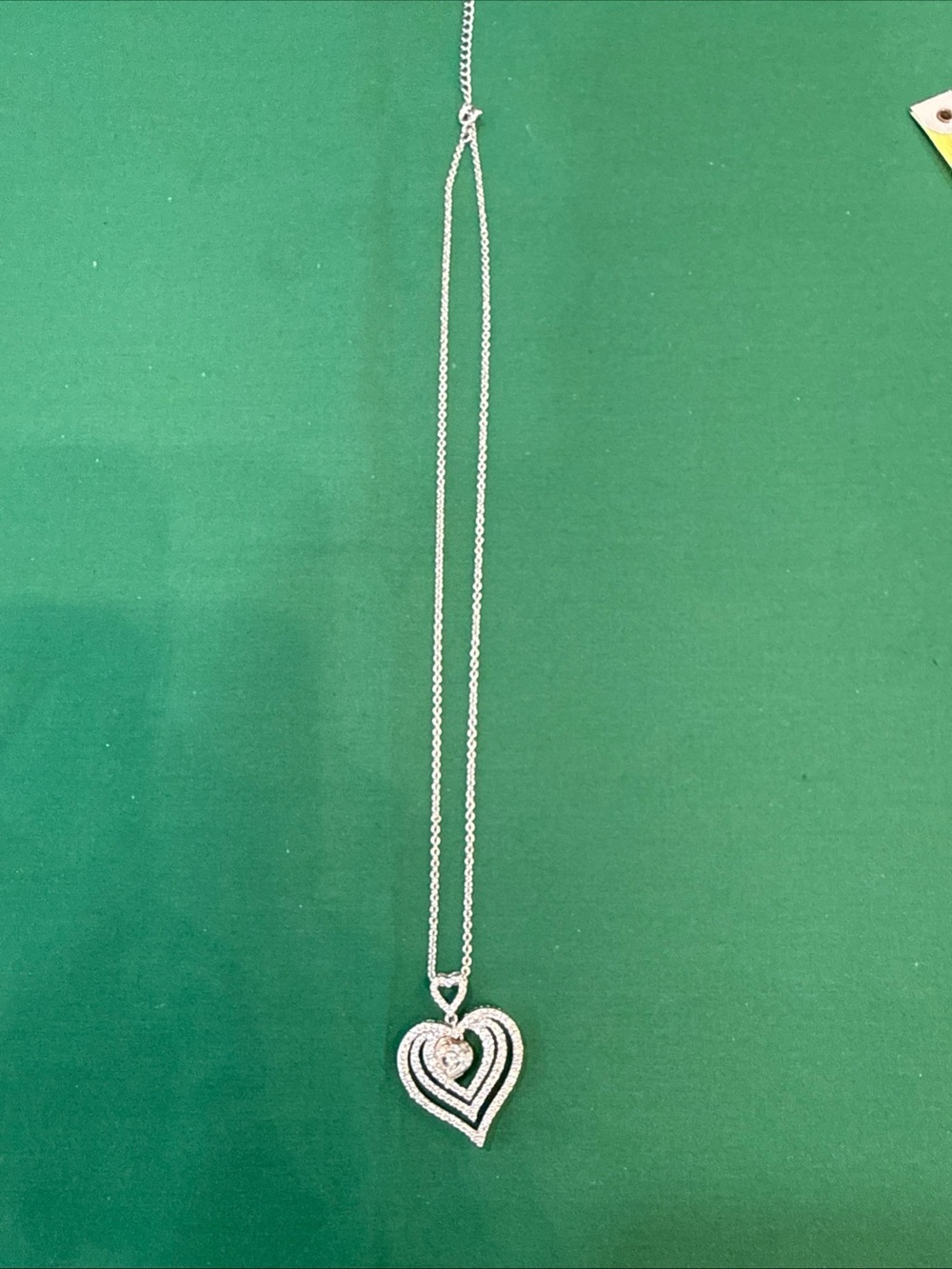 Beautiful Rhinestone Heart Shaped Pendant Silver Chain Necklace #78A